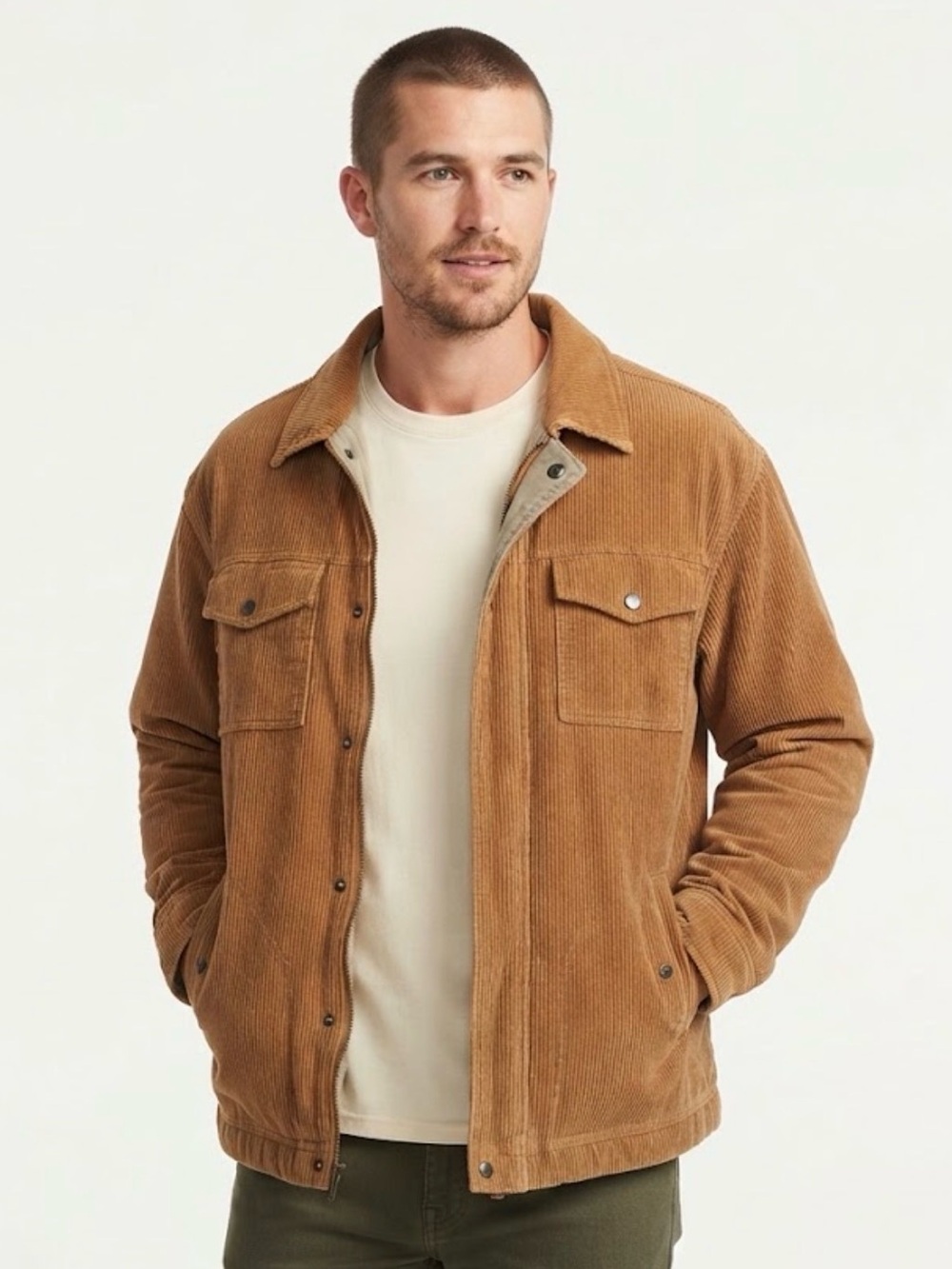 Royal Robbins Vintage Brown Corduroy Fleece Lined Full Zip Jacket Sz M